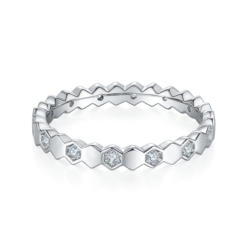 Honeycomb S925 Silver Plated Platinum Moissanite 20 Points D-Grade